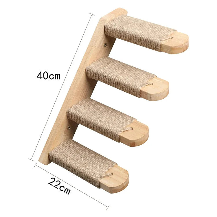 1PC Cat Tree Wall Mounted Cat Shelves Scratching Post for Cat Jumping Platform and Cat Hammock Rope Ladder Wall Wooden Furniture