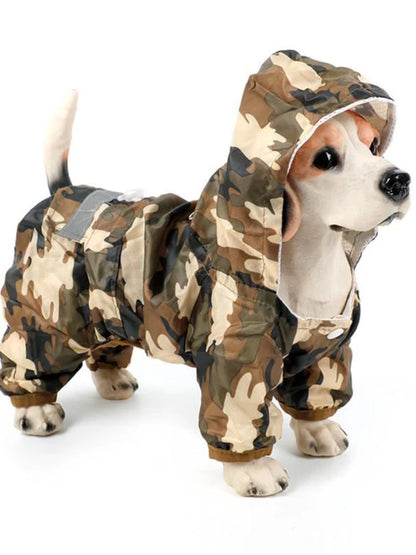 Casual Pet Dog Rain Coat Puppy Clothes Cat Raincoat Waterproof Jacket Outdoor Rainwear Hood Apparel Jumpsuit Pet Supplies Chien