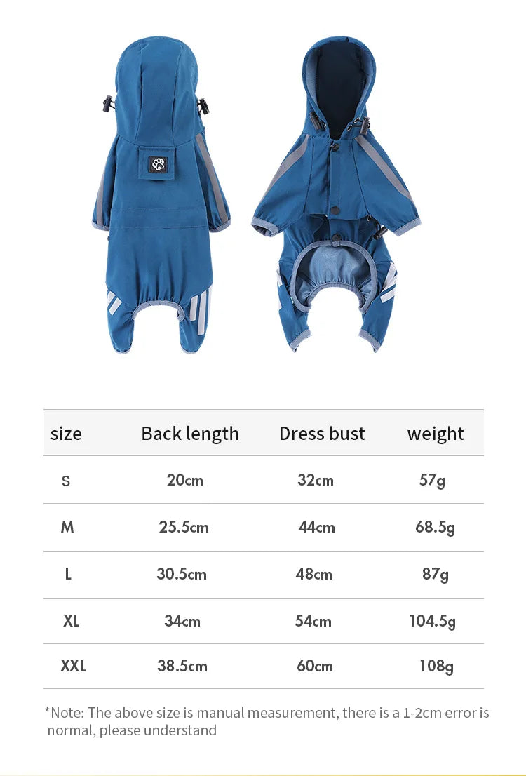 Dog Raincoat Reflective Waterproof Pet Clothes for Chihuahua Maltese Rain Coat Small Medium Dogs Jumpsuit Raincoat Dogs Overalls