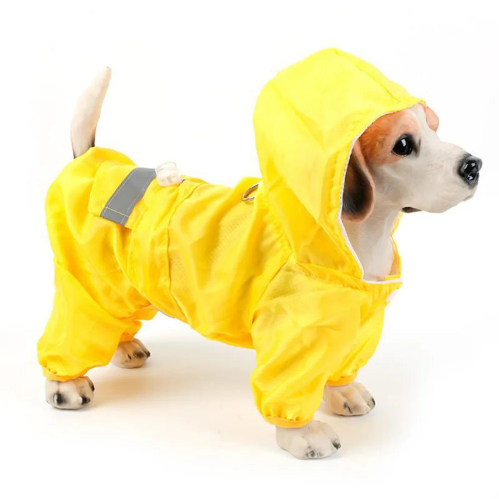 Casual Pet Dog Rain Coat Puppy Clothes Cat Raincoat Waterproof Jacket Outdoor Rainwear Hood Apparel Jumpsuit Pet Supplies Chien