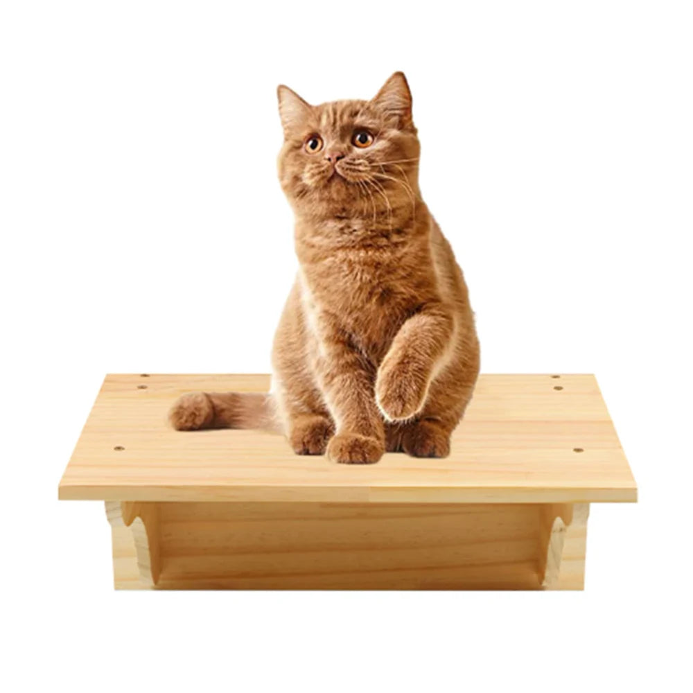 1PC Cat Tree Wall Mounted Cat Shelves Scratching Post for Cat Jumping Platform and Cat Hammock Rope Ladder Wall Wooden Furniture